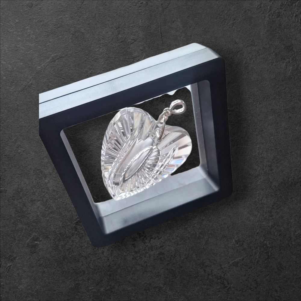 Waterford Crystal Heart Necklace - Clear 2" 24.58 Grams .925 STERLING SILVER - Picture 2 of 6